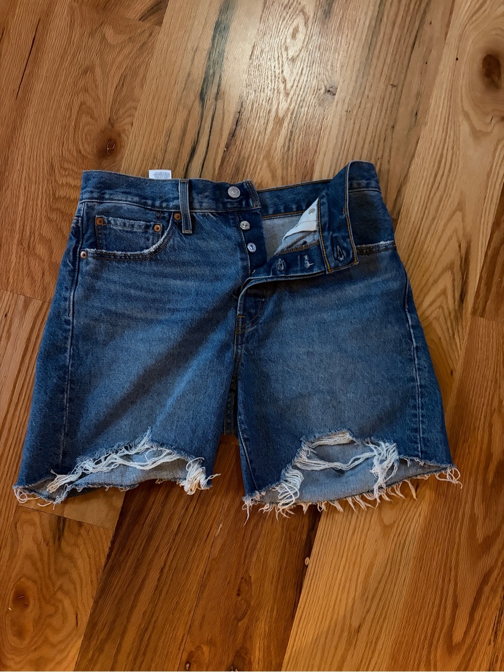 Levi's Dark Blue Distressed Cutoff Jean Shorts